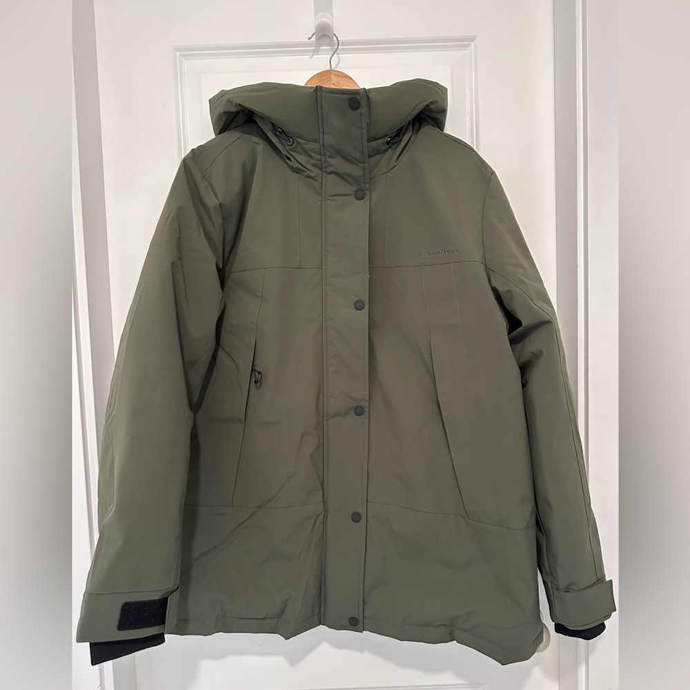 Olive Green Down Blend Filled Parka Ski Jacket for Women Size XL NWT